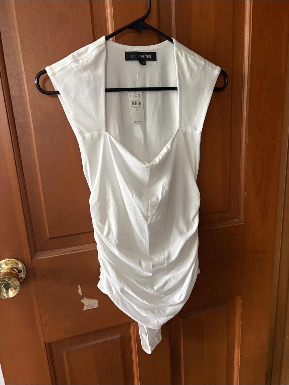 LOFT White Draped Cowl Neck Bodysuit